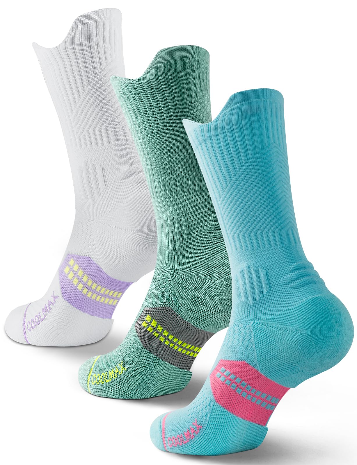 Calzini da Running Compression in Bamboo con Coolmax - Anti-VescicheperTrekking & Palestra VescicheCon Cuscino a Zone Ventilazione Rete Supporto