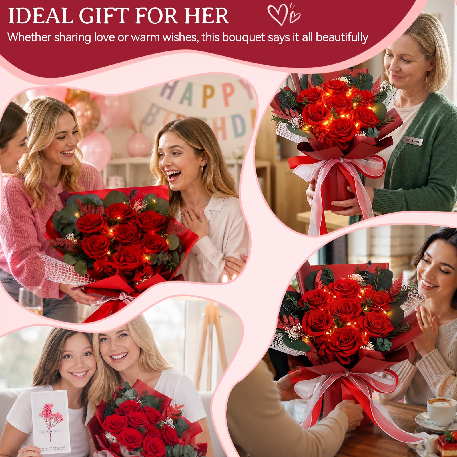 Konservierter Blumenstrauß, Infinity Rosen, Ewige Rose Geschenke für Frauen