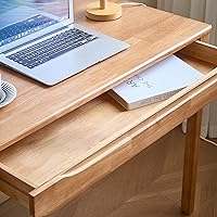 Vista 3 de Escritorio de madera maciza de 40"x24" con cajones, escritorio de escritura de madera para espacios pequeños, escritorios de oficina en casa