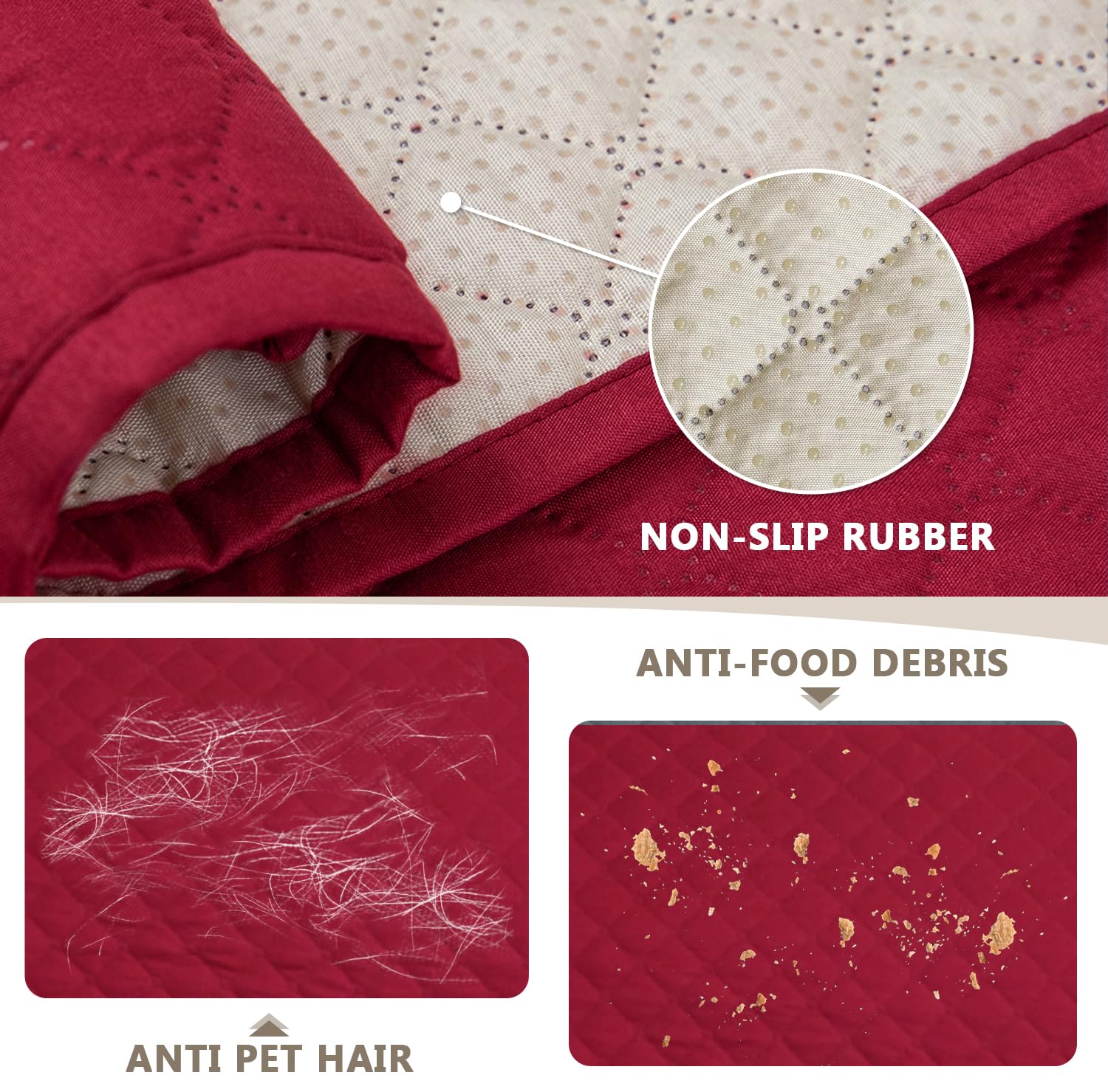 FIGOOO Copridivano Impermeabile 4 Posti Addensare Copridivano Trapuntato Reversibile con Tasche Laterali Antimacchia Antigraffio Cani Gatti Moderno Salvadivano,Borgogna