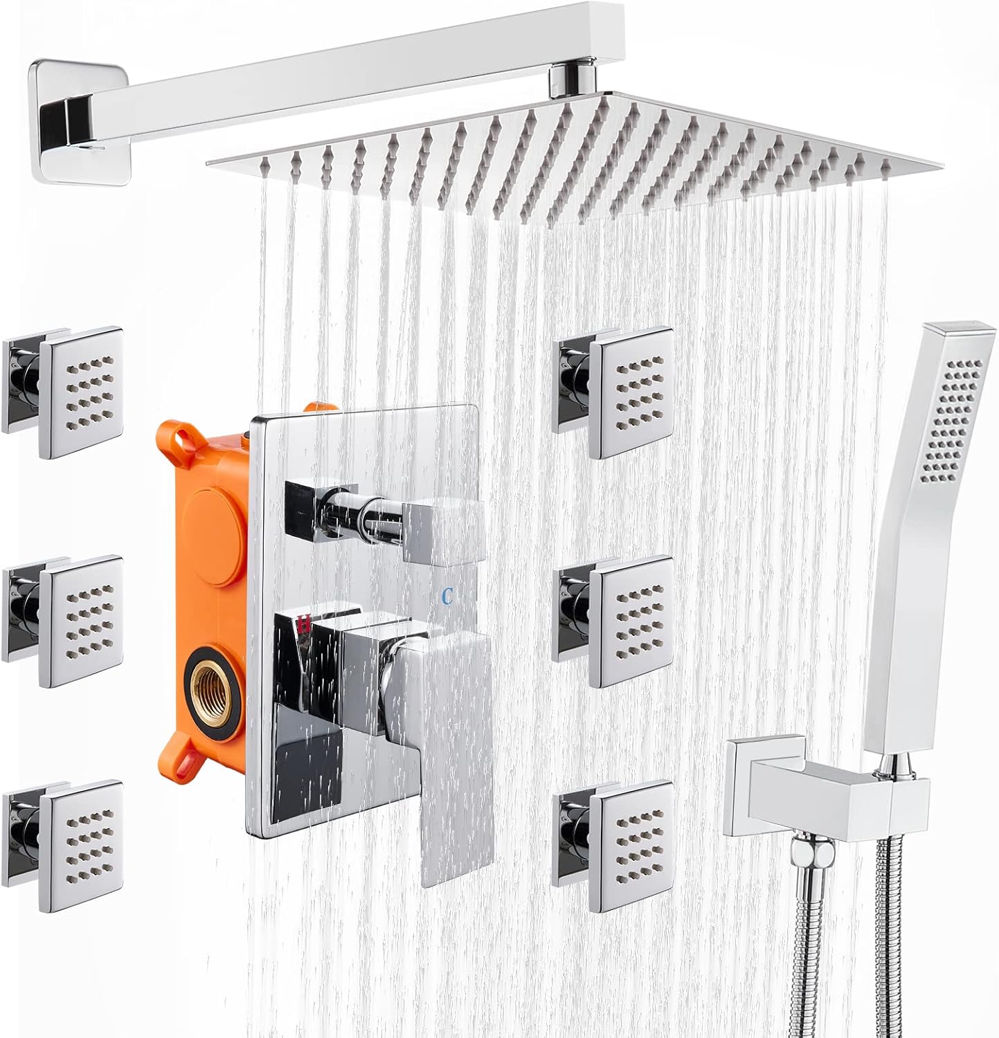 MENATT Full Body Shower System with Body Jets, 10 Inch Rainfall Shower