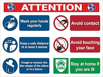 Corona Safety Sign Board 12 Inch x 9 inch