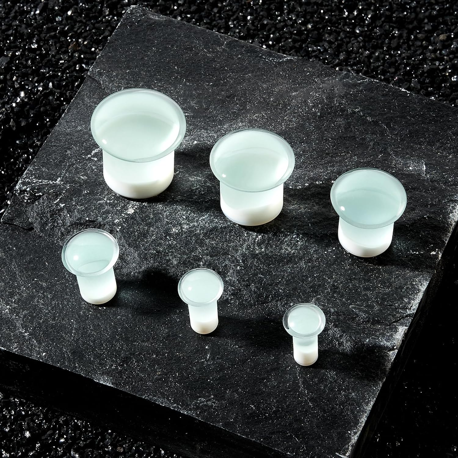 2 Pairs Ear Plugs Glass Expanders with O-Rings - Single Flare Ear Tunnel Expanders Stretching Gauge, Body Piercing Jewelry Colorful 4G-5/8 5MM-16MM