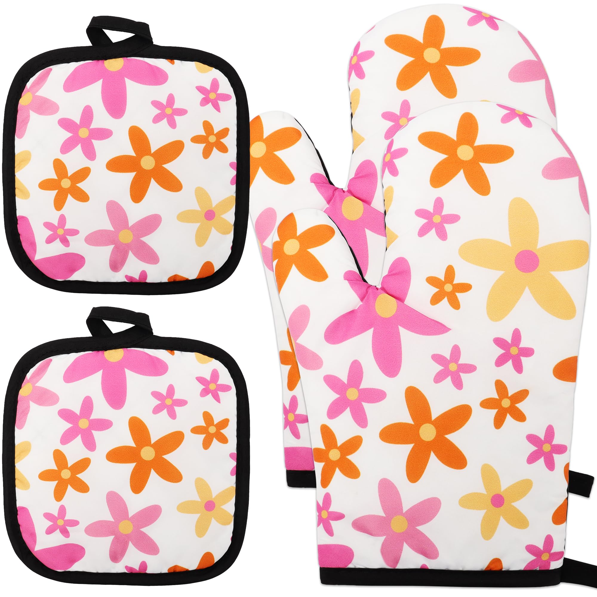 Maniques à motif floral Lucleag résistantes à la chaleur pour la cuisine d'été