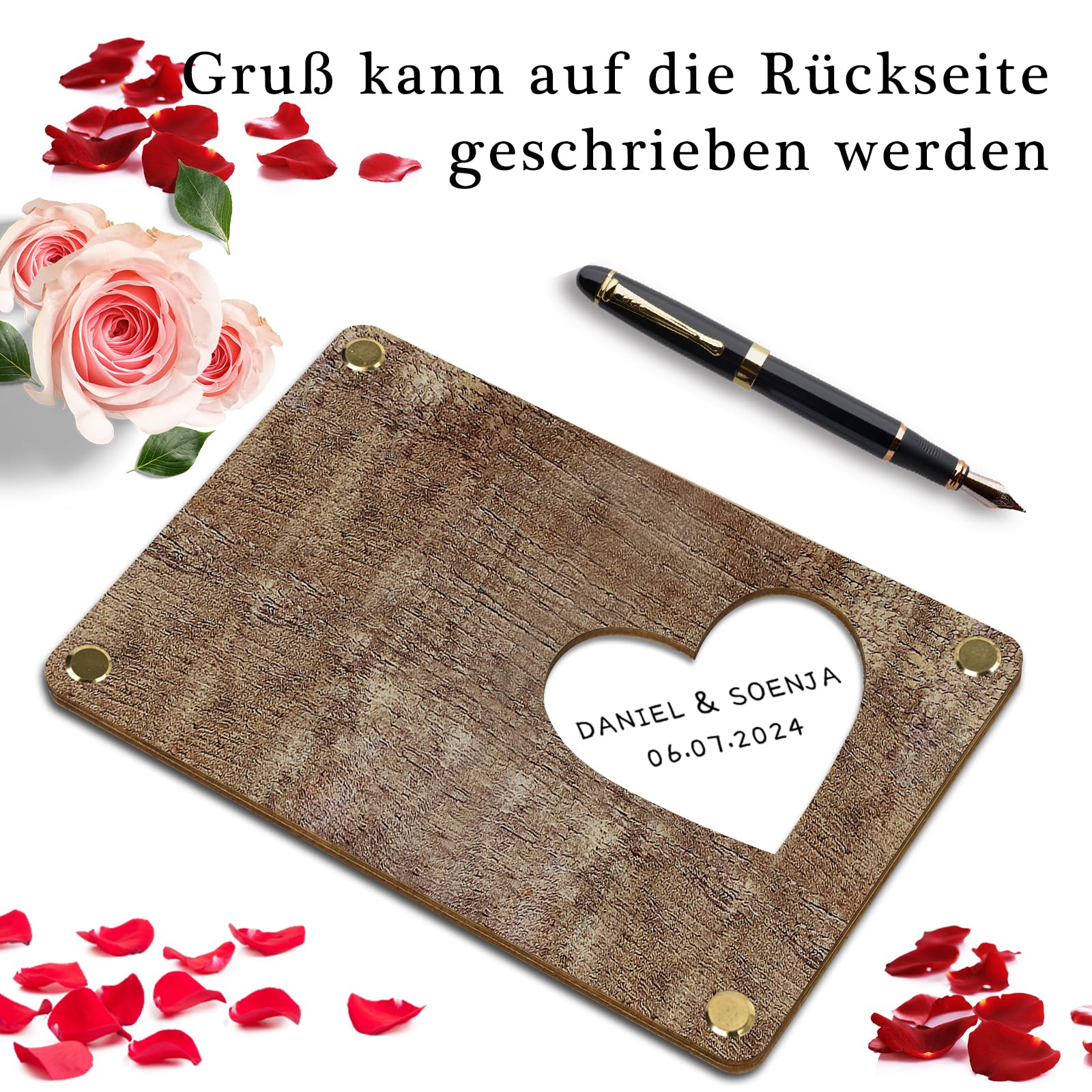 Xinkfir Wedding Gift for Bride and Groom Wooden Wedding Card, Original Wedding Money Gifts Packaging - Image 3