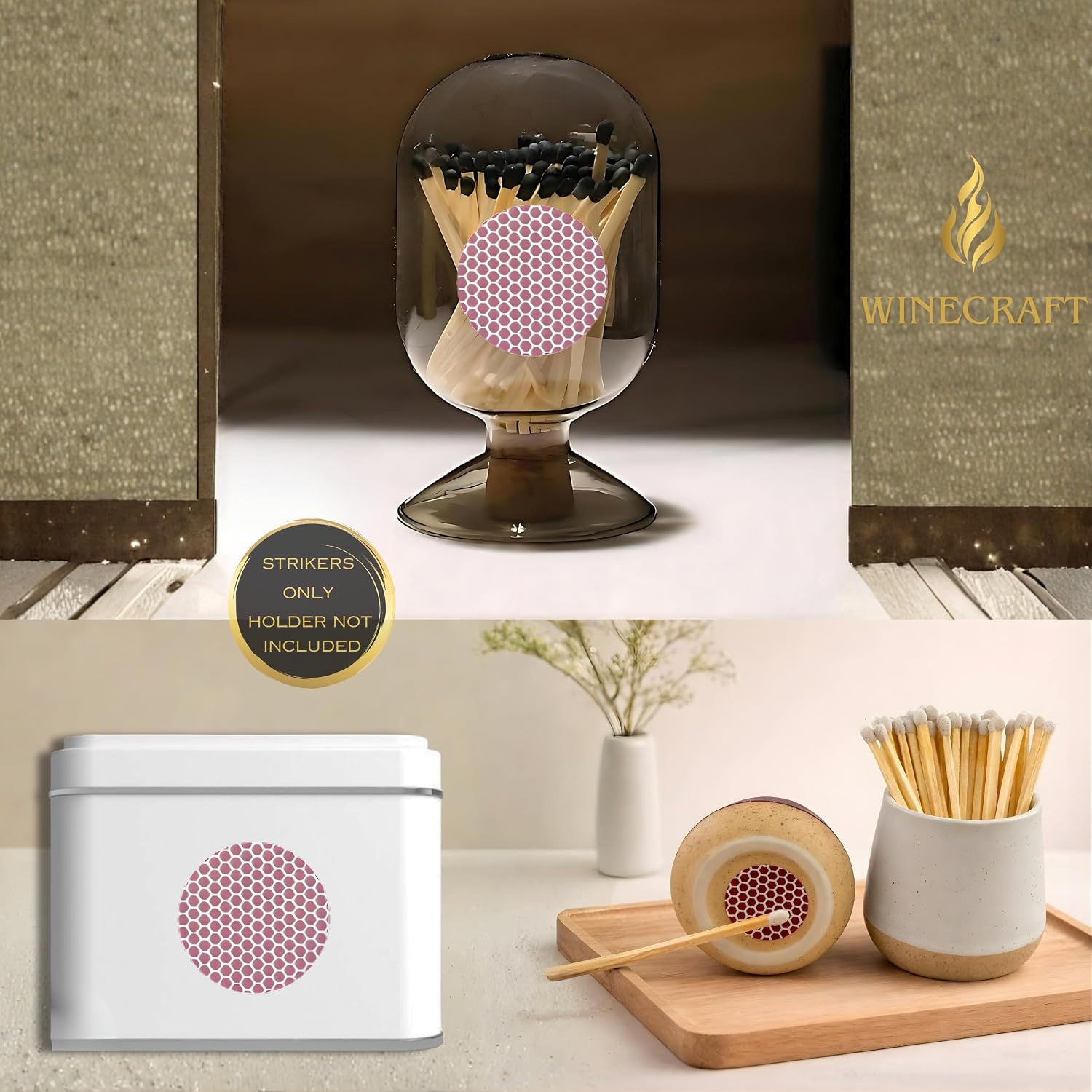 2 INCH - 12 Count Sheet | Large Match Striker DOT Stickers (2" Diameter) | Replacement Stryker Stricker for Safety Matches | Peel & Stick Flint Lighter Pad Circle