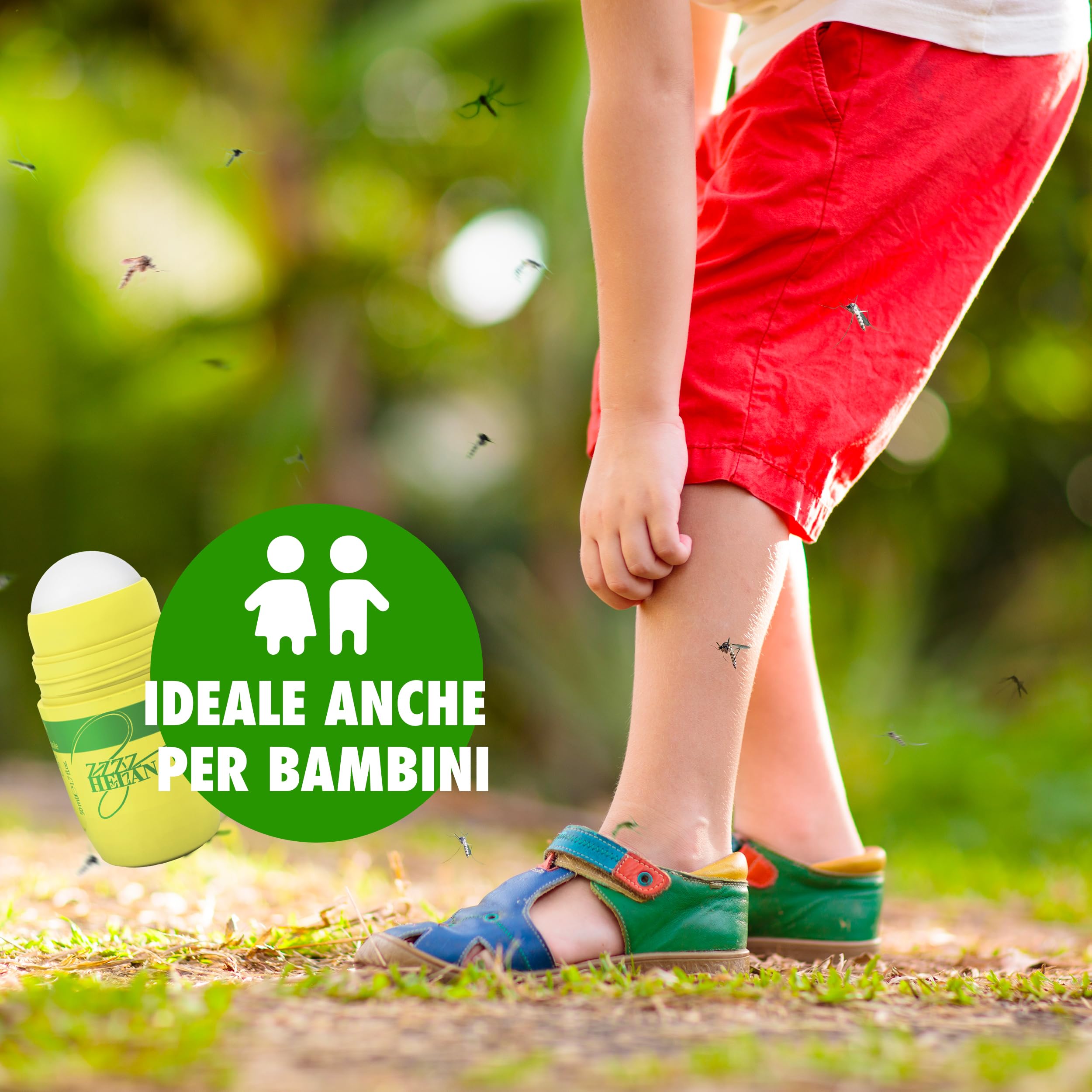 Helan, Zanzhelan, Gel Roll-On Protezione Bambini e Neonati Ecologico, Naturale con Aloe Vera per Zanzare e Insetti, Senza Ammoniaca, Parabeni e Siliconi, 100 ml - Made in Italy