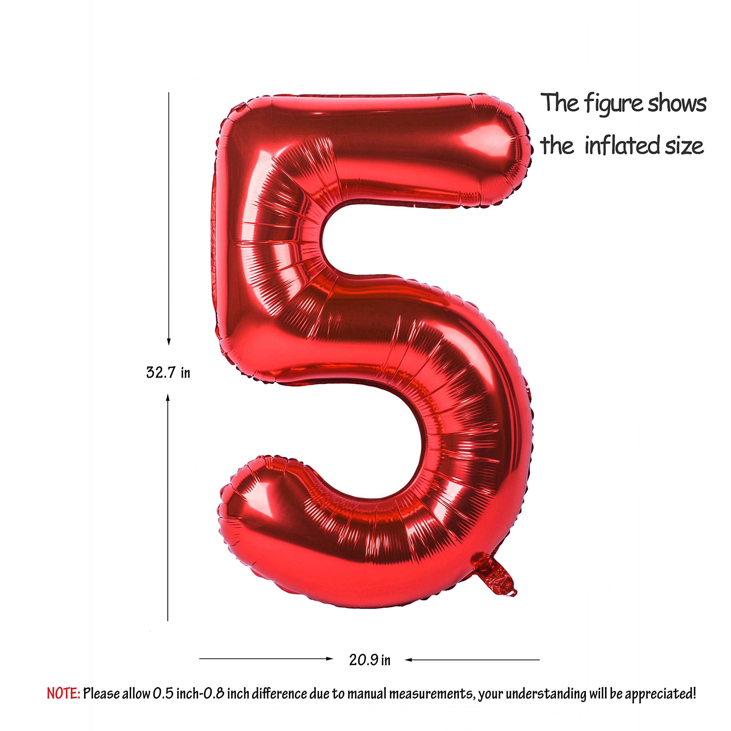Red 0 balloon 40 Inch Giant Helium Foil Number 0 to 9 Red Balloon Birthday Wedding Party Digital Decorations (Number 0) — view 334