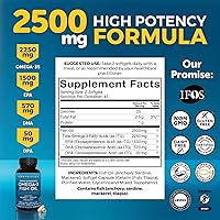Vista 2 de Viva Naturals Píldoras de aceite de pescado Omega 3 de triple potencia – 2500 mg de fórmula de alta potencia con 2250 mg de ácidos grasos Omega 3