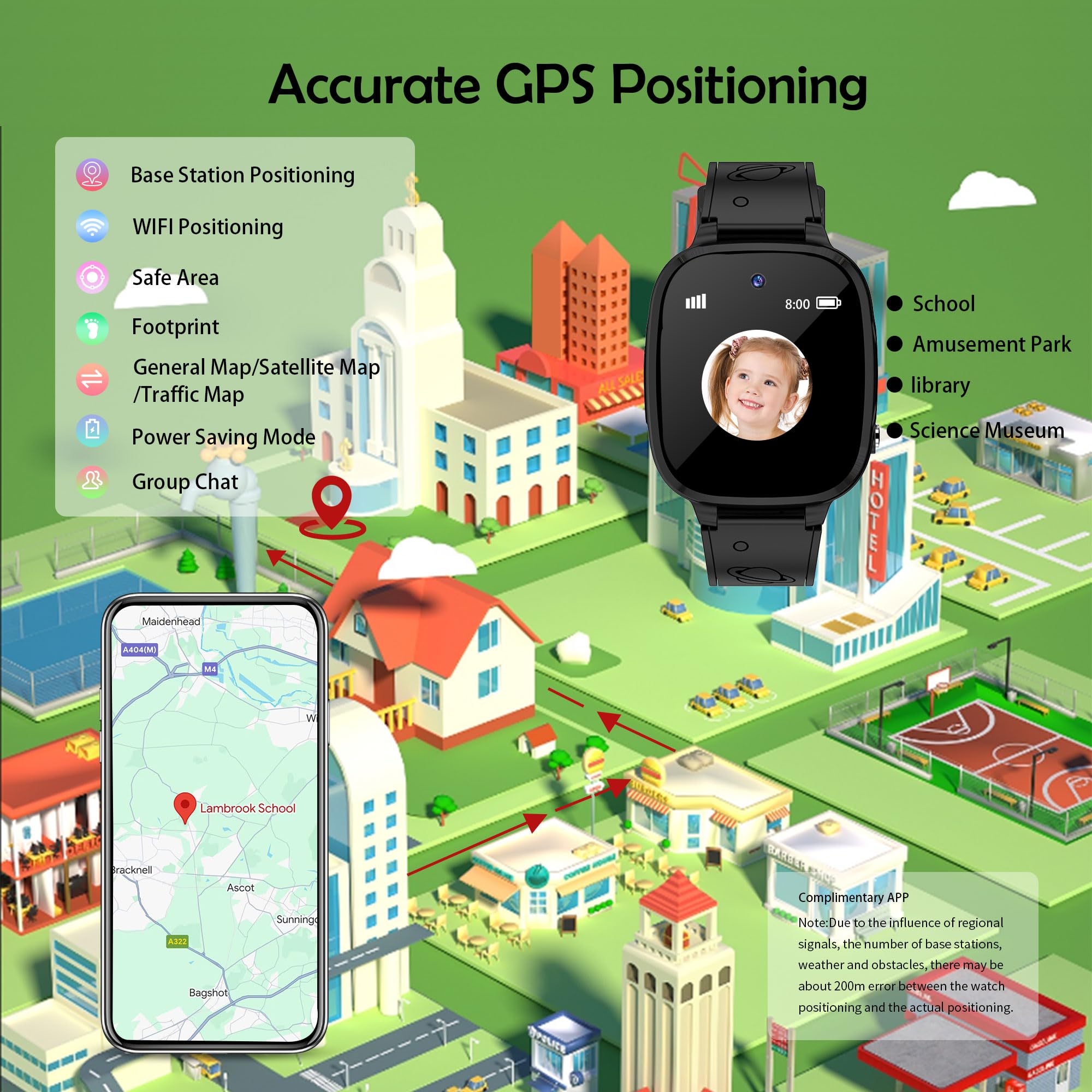 Smartwatch dla Dzieci z GPS Lokalizacja Cyfrowy Gry Telefon Budzik