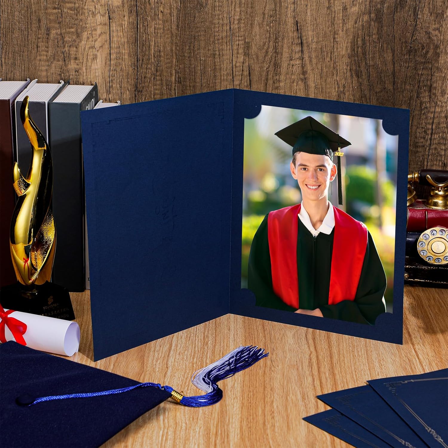 Geyoga 120 Pcs Congratulations Certificate Holders Diploma Holders for Letter Size 8.5x11 Certificates Document Cover for Graduation Certificate Folder Employee Appreciation (Blue)