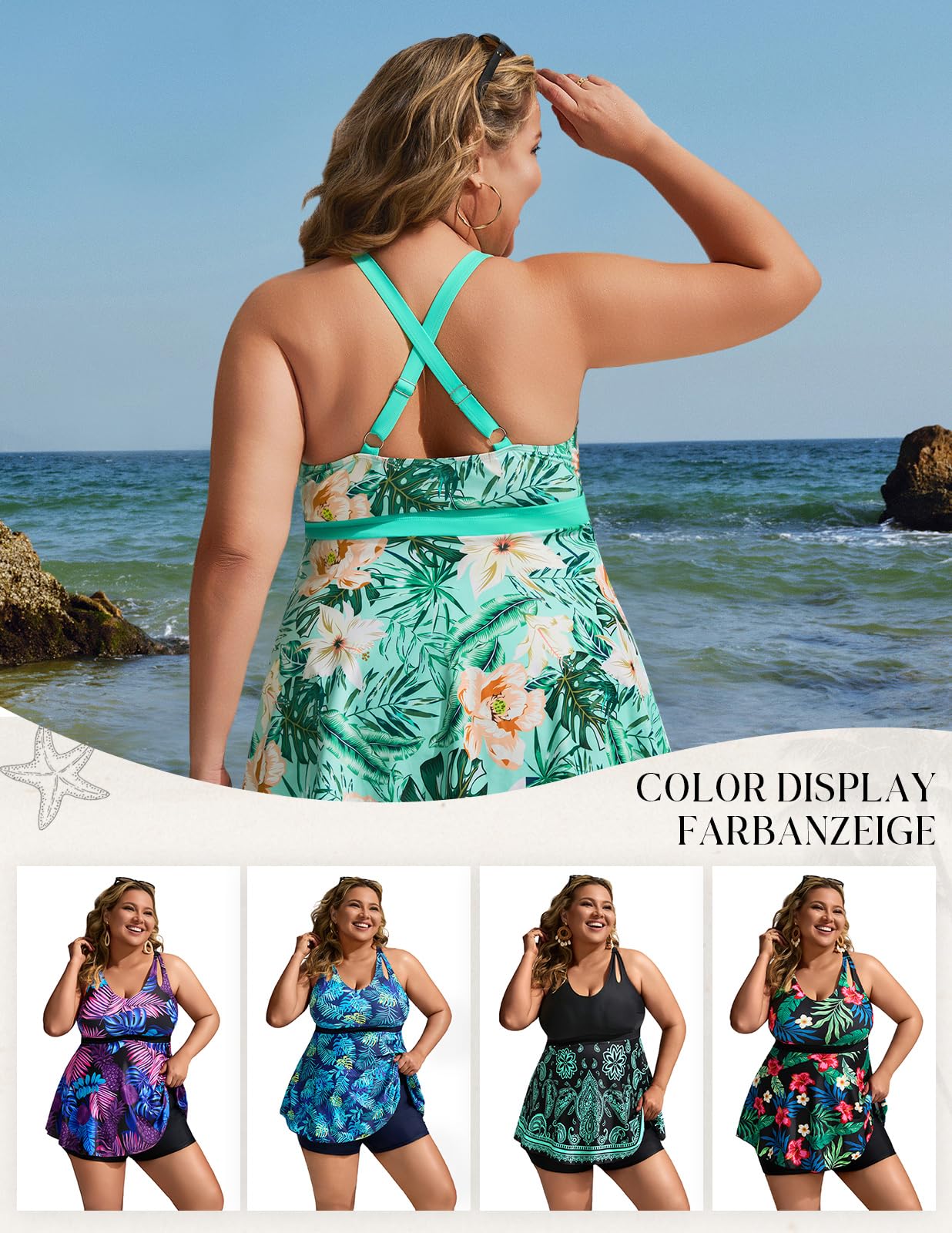 Hanna Nikole Costume da Bagno Due Pezzi da Donna con Controllo della Pancia e Vita Alta Costume da Bagno Vintage con Gonna