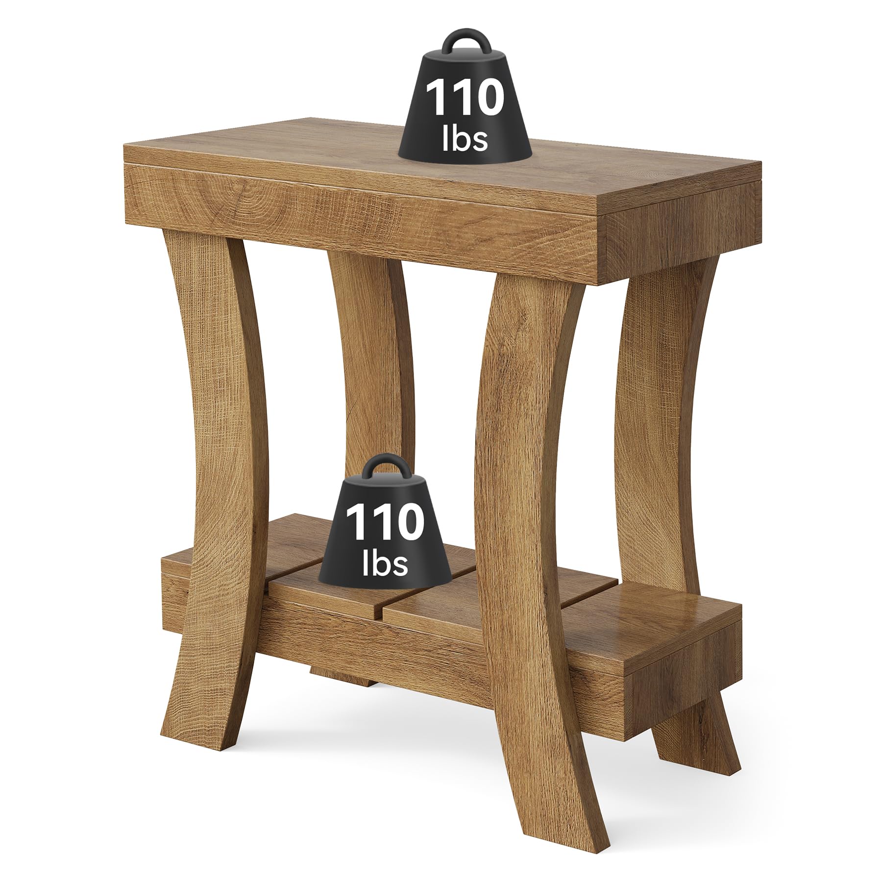 Tribesigns Tavolino Laterale da Divano con Ruote, 60 x 30 x 60 cm Tavolino da Salotto in Legno Stile Rustico, Comodino per Camera da Letto, Ufficio e Piccoli Spazi