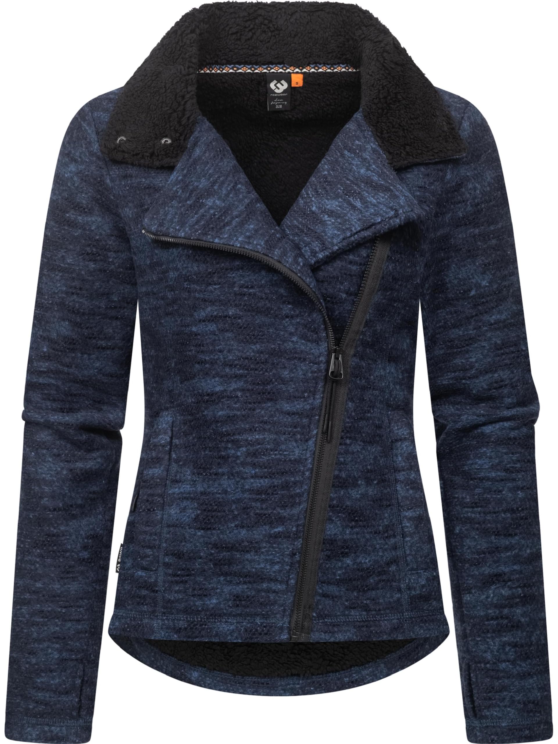Ragwear YOUMODO Women's Sweat Jacket with Teddy Fur Lining Saskie Melange XS - 3XL, navy, L