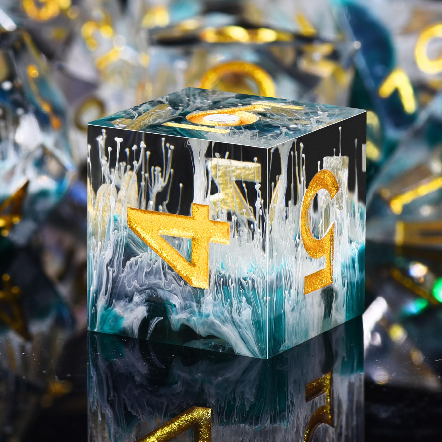 SIQUK 7-Die Polyhedral Dobbelstenen voor DND Sharp Edge Game Dobbelstenen voor Kerkers en Draken RPG MTG Tafelspellen (Golfgroen)