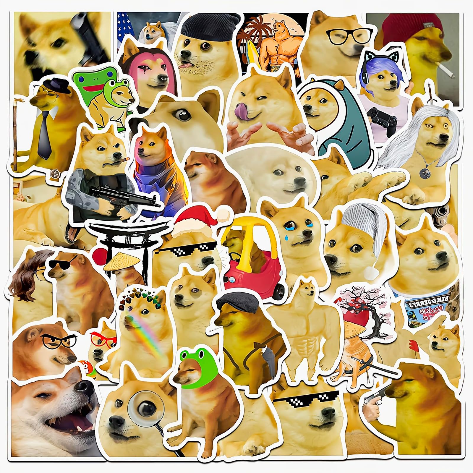 Tivleed 50Pcs Shiba Inu Meme Stickers Dog Stickers, Funny Meme Stickers, Laptop Stickers, 50 Pcs Waterproof Vinyl Decals For Water Bottle, Suitcase, Skateboard, Journal - No Residue, Scratch Resistant