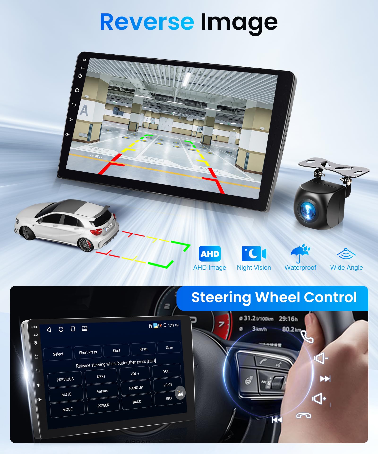 Autoradio für Audi A4 S4 B6 B7 RS4, Android 12 System 2G 64G, 7 Zoll IPS Touchscreen, Unterstützt GPS Navigation Kabelloses Carplay Android Auto WiFi Bluetooth RDS FM Radio Lenkradsteuerung