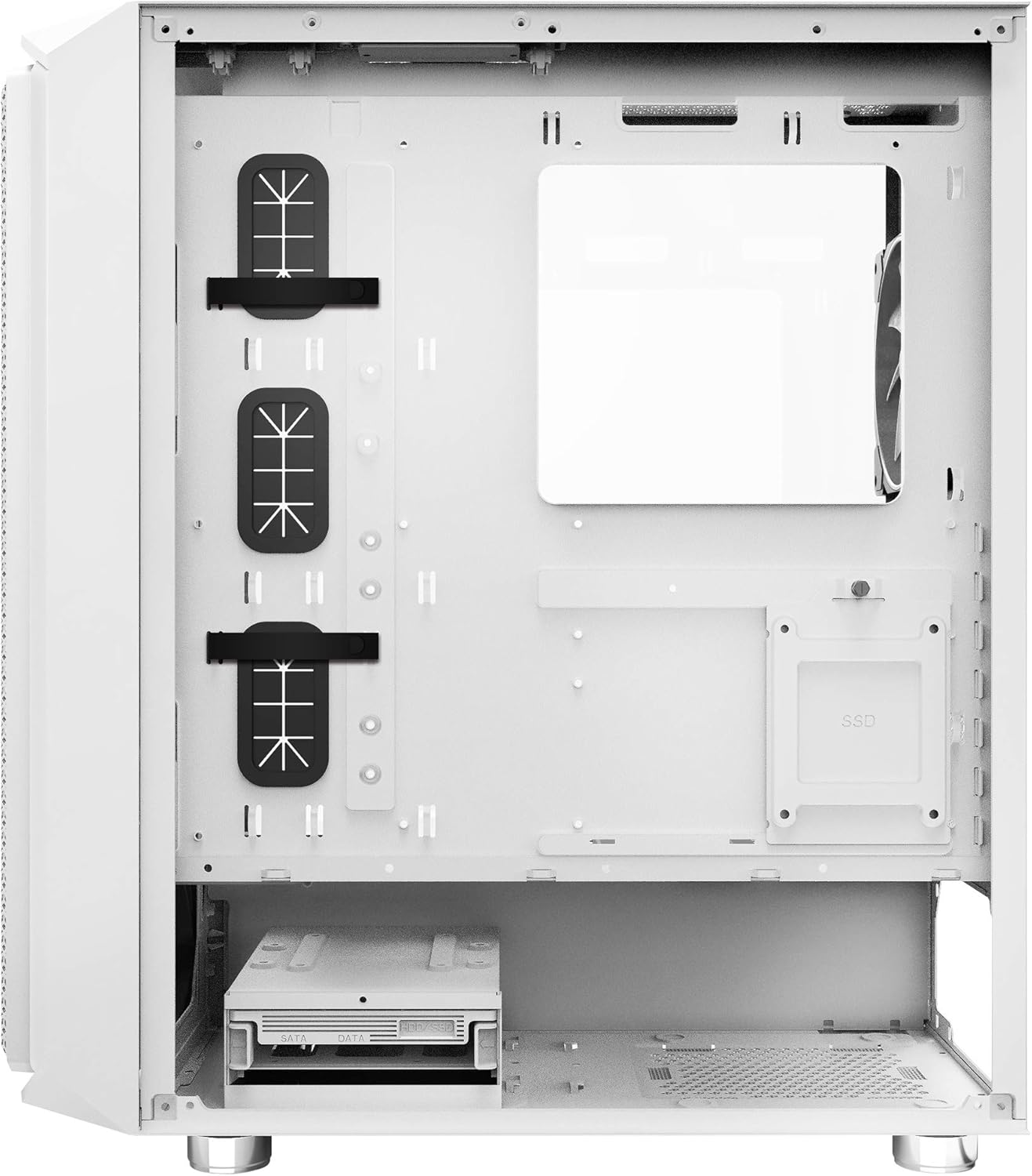 Interior posterior view of the Montech AIR X ARGB-White PC Case