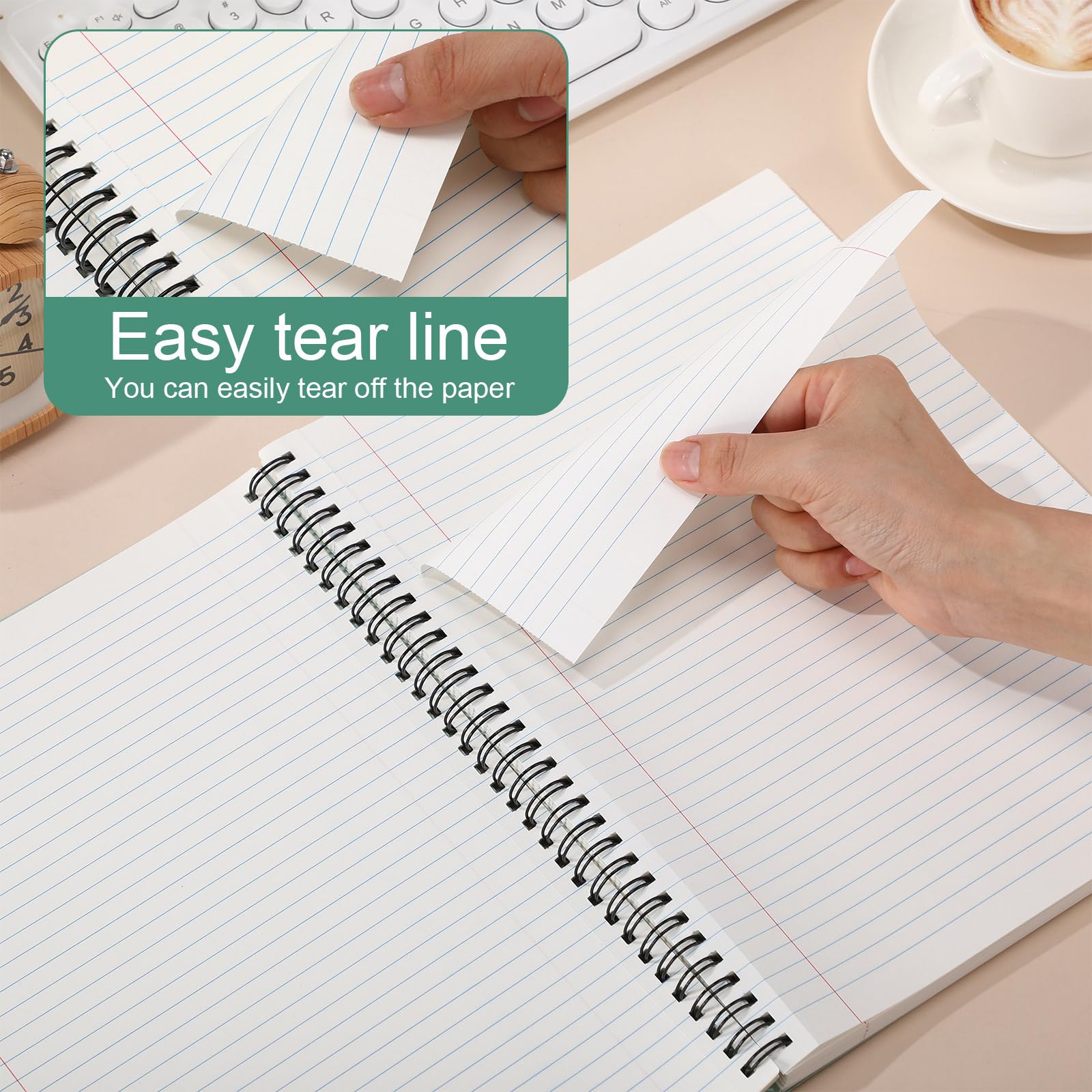Glenmal 6 quaderni a spirale per lavoro, formato A4, 21 x 28 cm, a righe, con copertina in carta kraft, 120 fogli, 240 pagine, per ufficio e studio (colori bohémien)