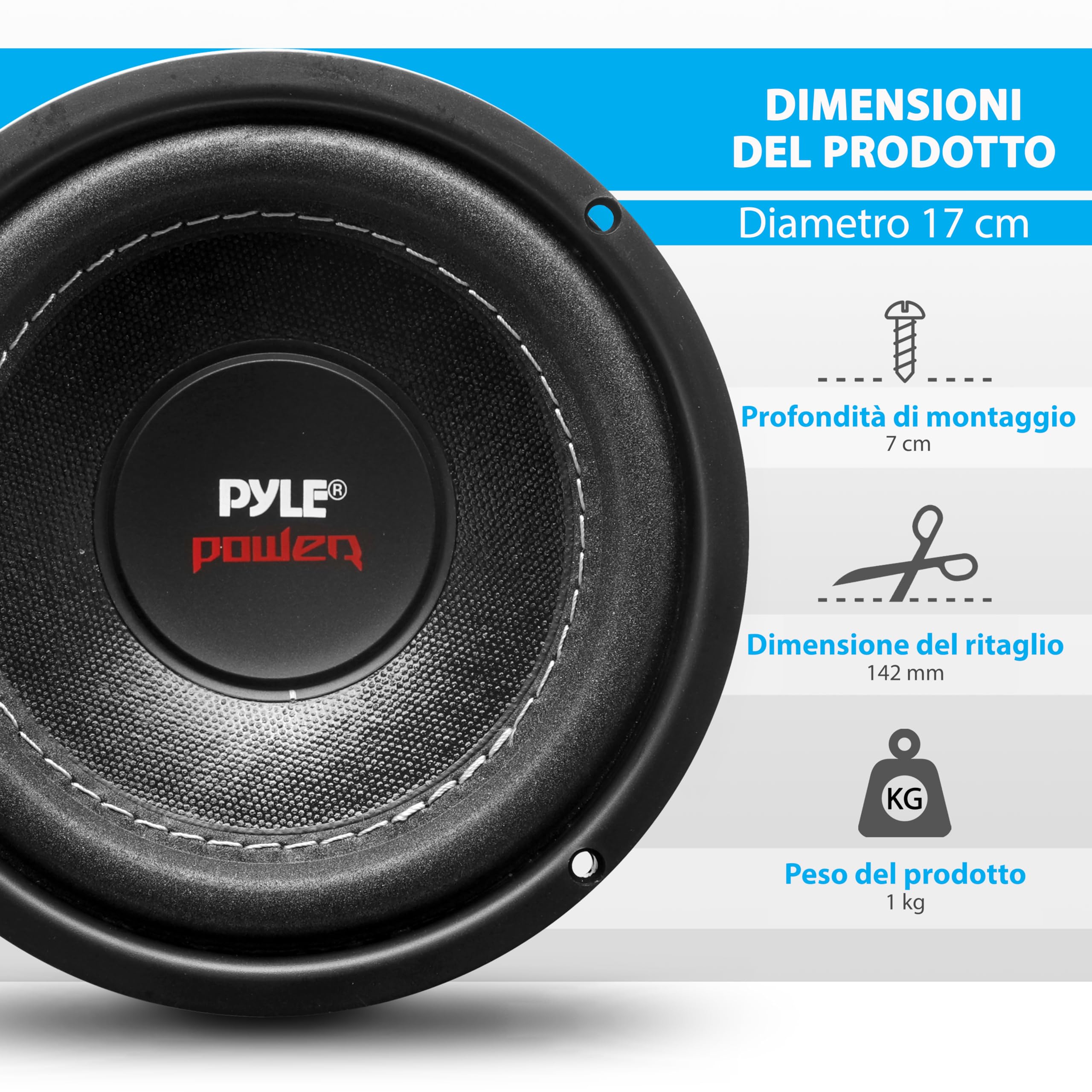 Pyle Casse Auto, Subwoofer Audio 16,5 Centimetri, 600 Watt, Cono in Carta, Impedenza 4 Ohm, Altoparlanti Auto Surround in Schiuma, per Stereo Veicolare