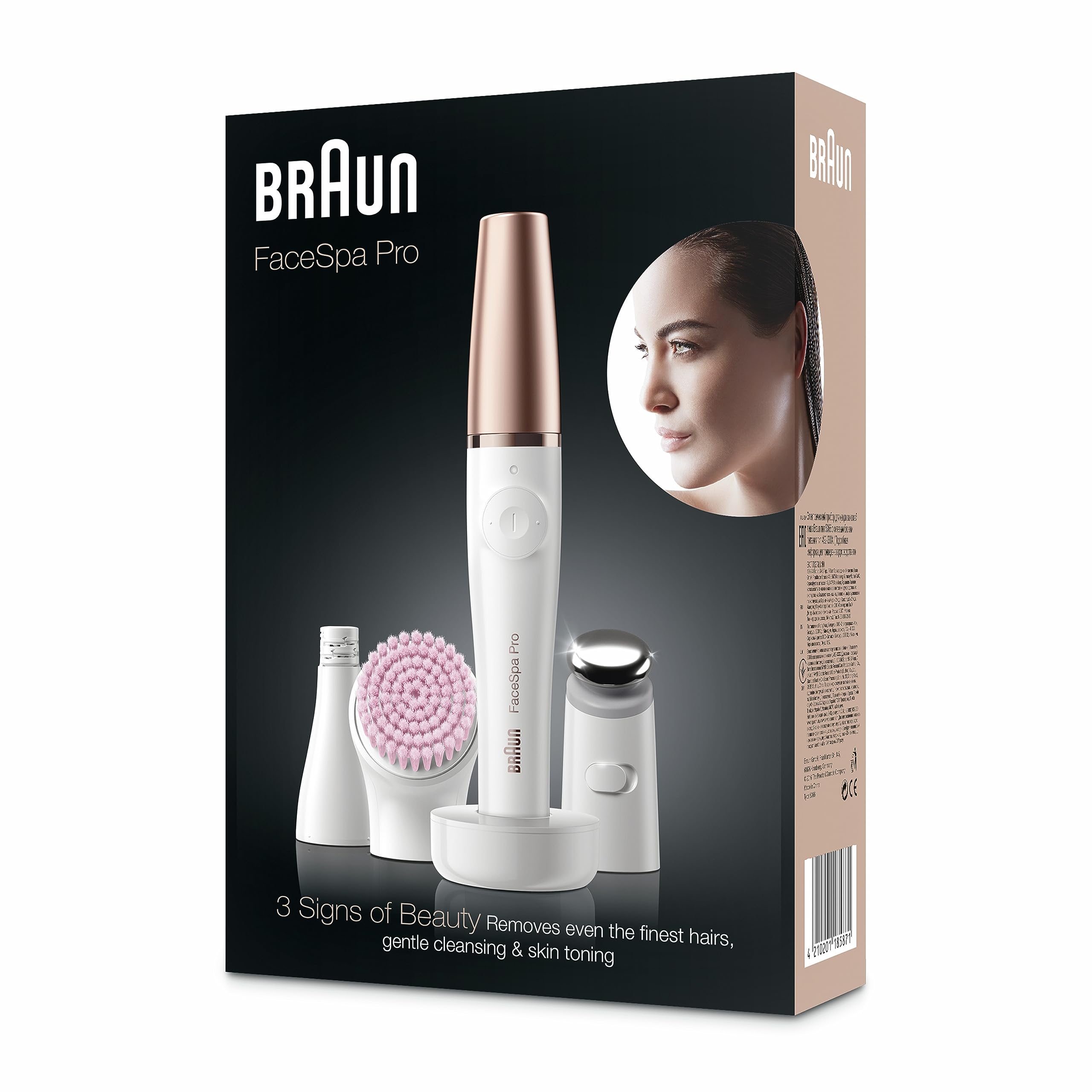 Braun FaceSpa Pro, Epilatore Viso Donna, Accessori per Epilazione e Pulizia Viso, Depilatore Donna Idea Regalo, SE912 Bianco e Oro