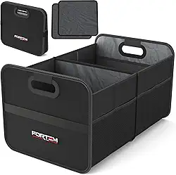 FORTEM Organizador de porta-malas de carro, SUV dobrável e armazenamento de caminhão, 2 compartimentos, preto
