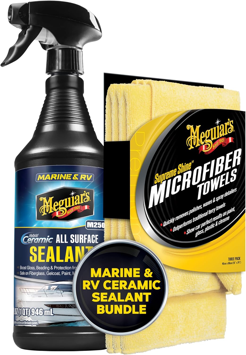 Meguiar's Marine & RV Hybrid Ceramic All Surface Sealant + Microfiber Towels Bundle