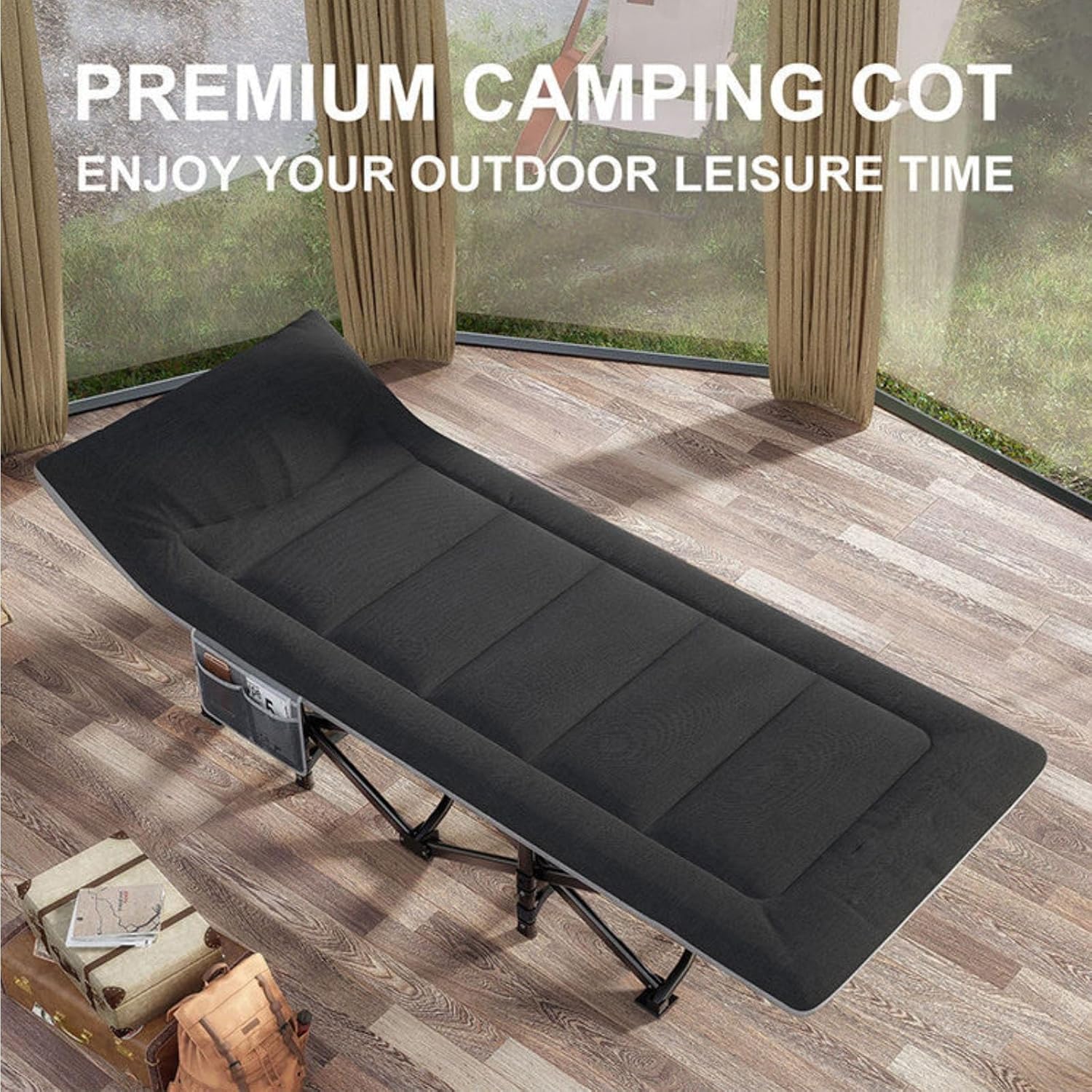 Portable Folding Adult Bed,Camping Cot Camping Cot for Adults, Folding Bed with Comfortable Cushion Carry Bag Integrated Folding Bed, Tent Portable Sleeping Bed for Traveling Outdoor Campi