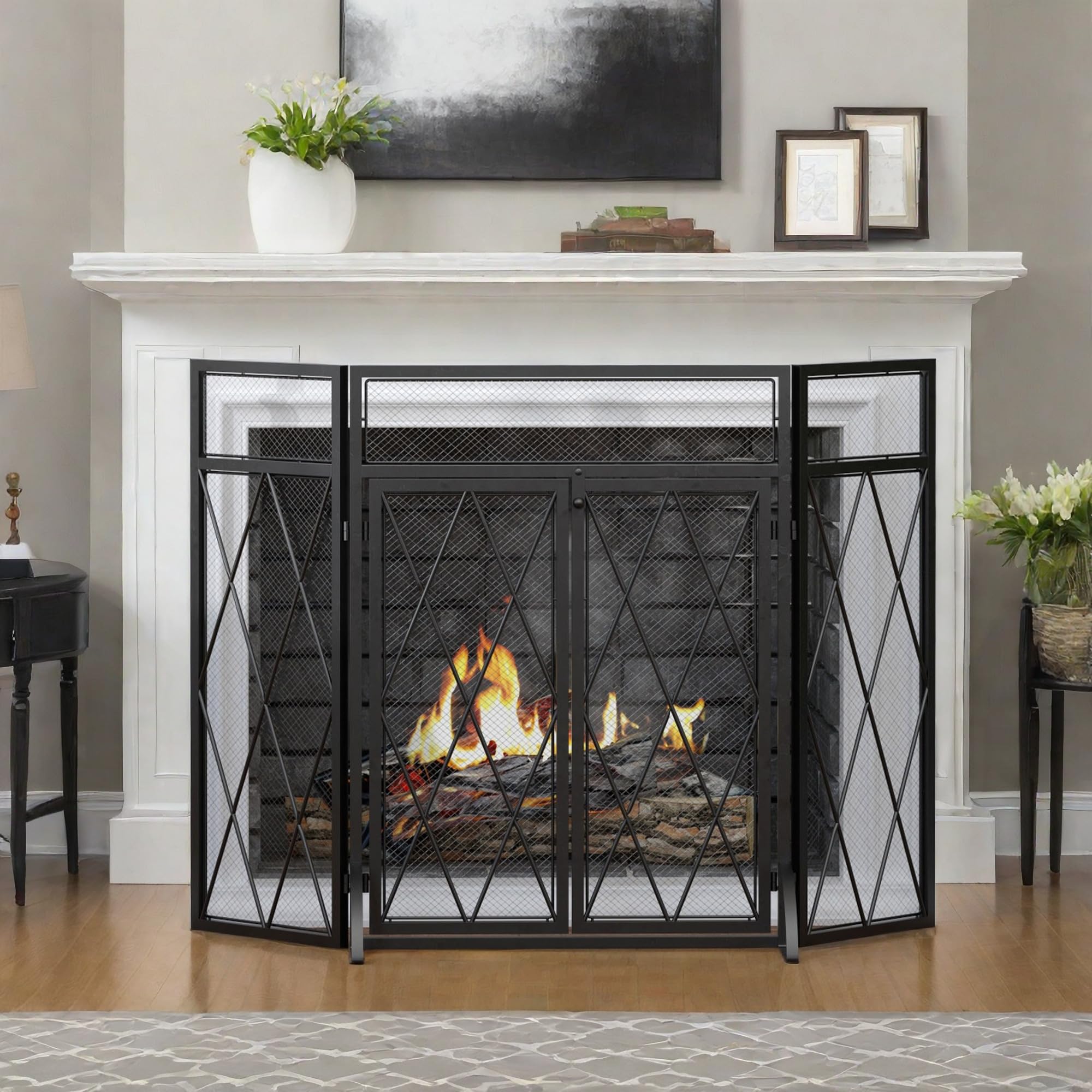 Snapklik.com : NicBex 47.25" X 31" Folding Fireplace Screen
