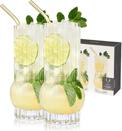Viski Art Deco Highball Glasses - Thumbnail 2