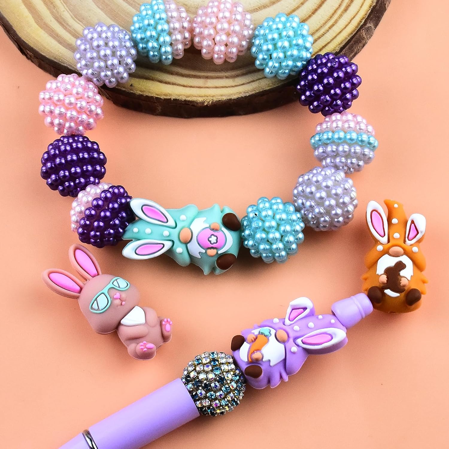 3D Silicone Beads for Keychain Making, 12 PCS Easter Theme Silicone Focal Beads for Pen, Loose Beads for Bracelet Necklace Lanyard Jewelry and Handmade Crafts Making - Image 6