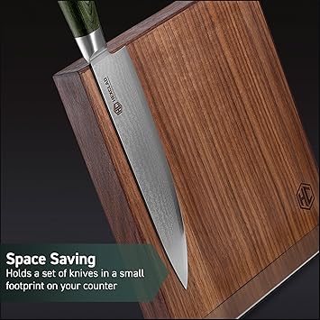 HexClad 13 Inch Magnetic Walnut Knife Block Holder with Strong Enhanced Magnets for Multipurpose Storage in the Home and Kitchen