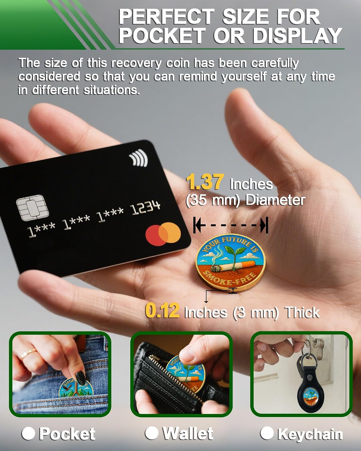 Quit Smoking Recovery Coin, Your Future is Smoke-Free Sobriety Coin - Addiction Recovery Medals for Anxiety Relief, Anti-Smoking Inspirational Gifts for Men & Women