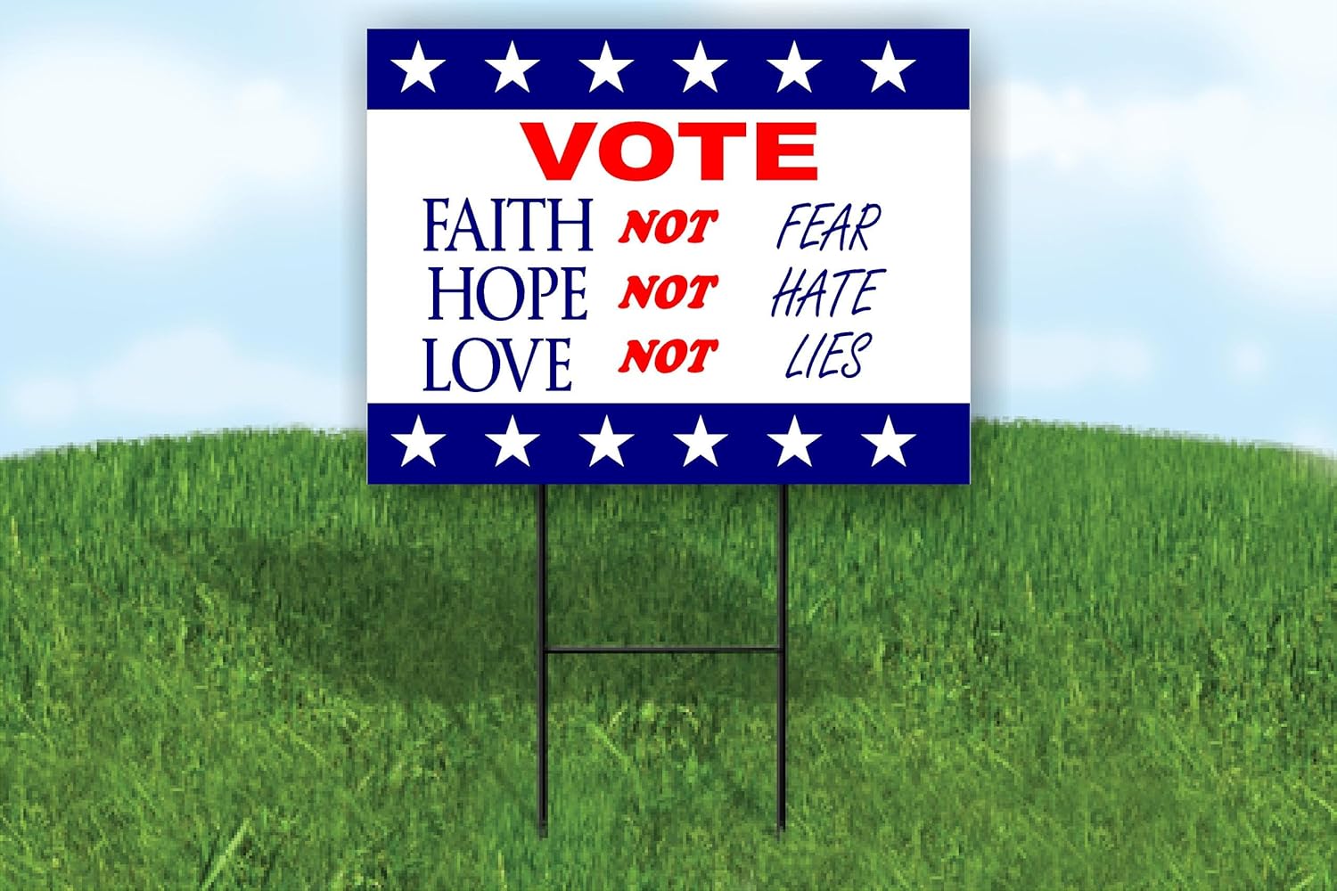 ECO VOTE FAITH HOPE LOVE 5 Pack Double Sided 12x16 in Yard Road Sign w/Stand