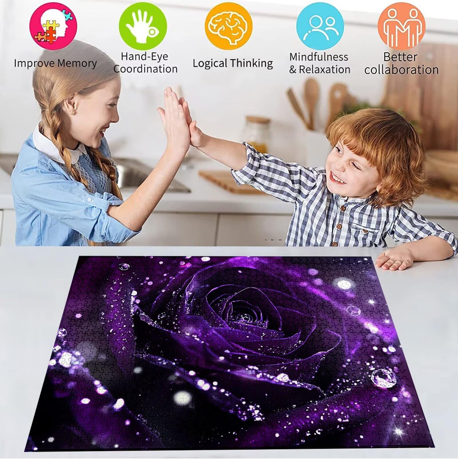 Puzzle 2000 Pezzi, 3 4 5 Anni Puzzle Rosa 6 7 8 Anni Giochi Educativi Sostenibili Con Motivi Per Adulti Da Gioco in Legno Di Alta Qualità Jigsaw Fiore per Gioco Familiare, 2026 Regalo Natale H-7709