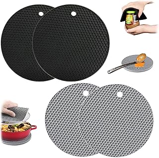 Sottopiatto Termico Resistente al Calore Antiscivolo in Silicone Resistente al Calore Stuoia Sottopentola Silicone Silicone Hot Pads per Aprire Barattoli Porta Posate Guanti da Forno Presine 4 Pezzi