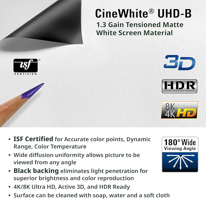 Elite Screens Pantalla Fija 120" 16:9 4K/8K UHD CineWhite SB120WH2 miniatura 6