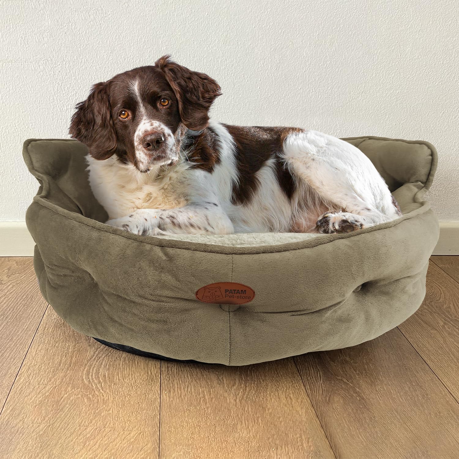 Divanetto per Cani e Gatti, Cuccia da Interno Sfoderabile, Lavabile in Lavatrice, King Beige, Large 68 cm