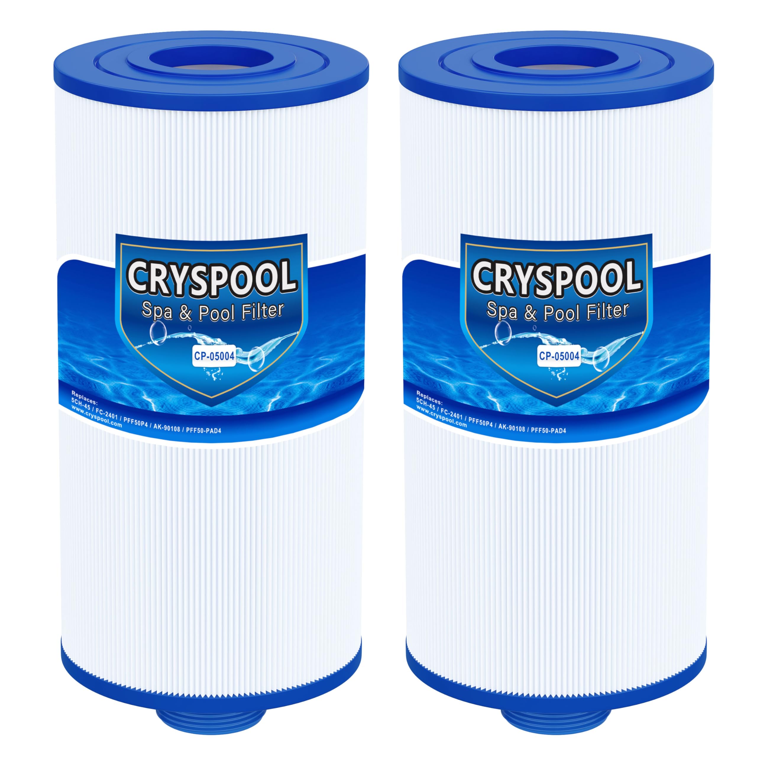 Cryspool® 05004 Filtro compatible con 5CH-45, FC-2401, PFF50P4, Baleen AK-90108, PFF50-PAD4, PFF50P, cartucho de filtro de spa de 45 pies cuadrados, paquete de 2