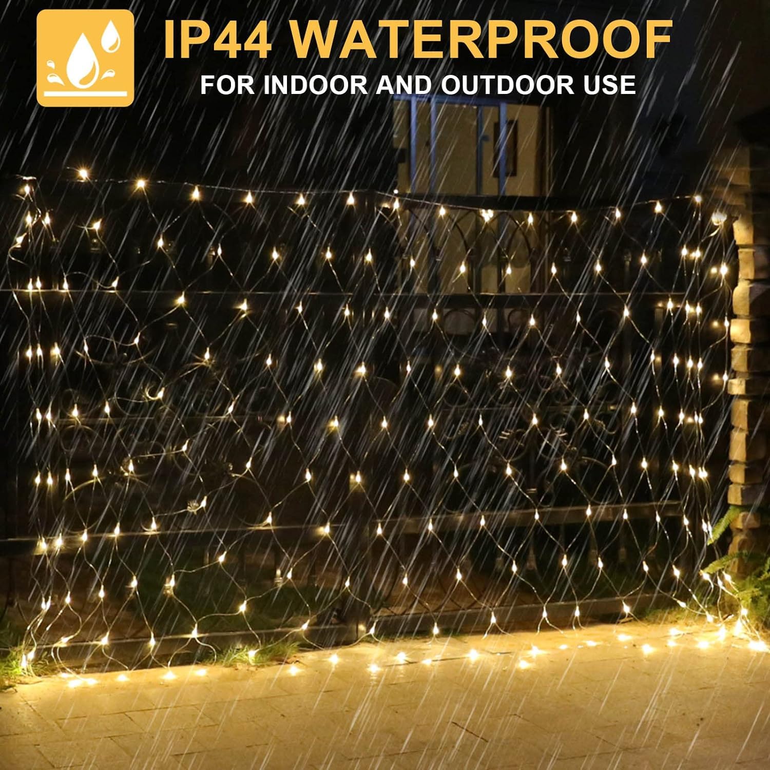 Lichternetz Außen 6x4m 627 LED Lichterkette Netz,8 Modi Lichterkettennetz Wasserdicht Lichtervorhang für Zimmer Wand Hochzeit Zaunbüsche Garten Deko(Size:6m*4m)