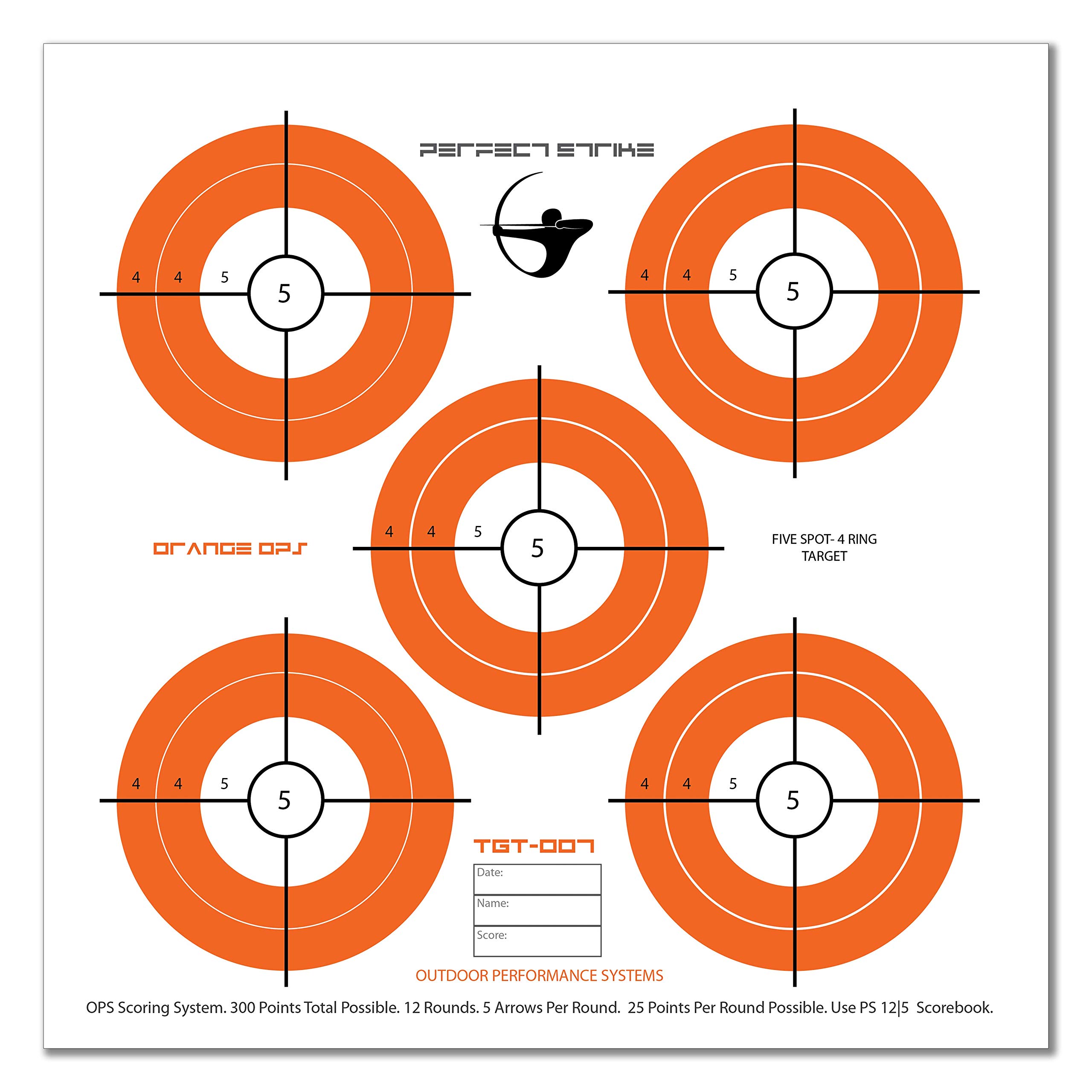 Perfect Strike ARCHERY System Targets. ORANGE OPS No. 007. Heavy paper practice targets. Great for improving accuracy. Replacement faces to refresh portable targets. 12