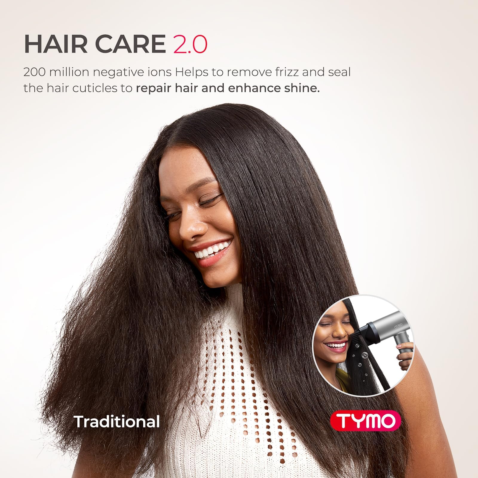 TYMO Pettine per capelli compatibile solo con asciugacapelli TYMO AIRHYPE Lite, ugello magnetico per districare, allungare i capelli testurizzati e styling efficiente