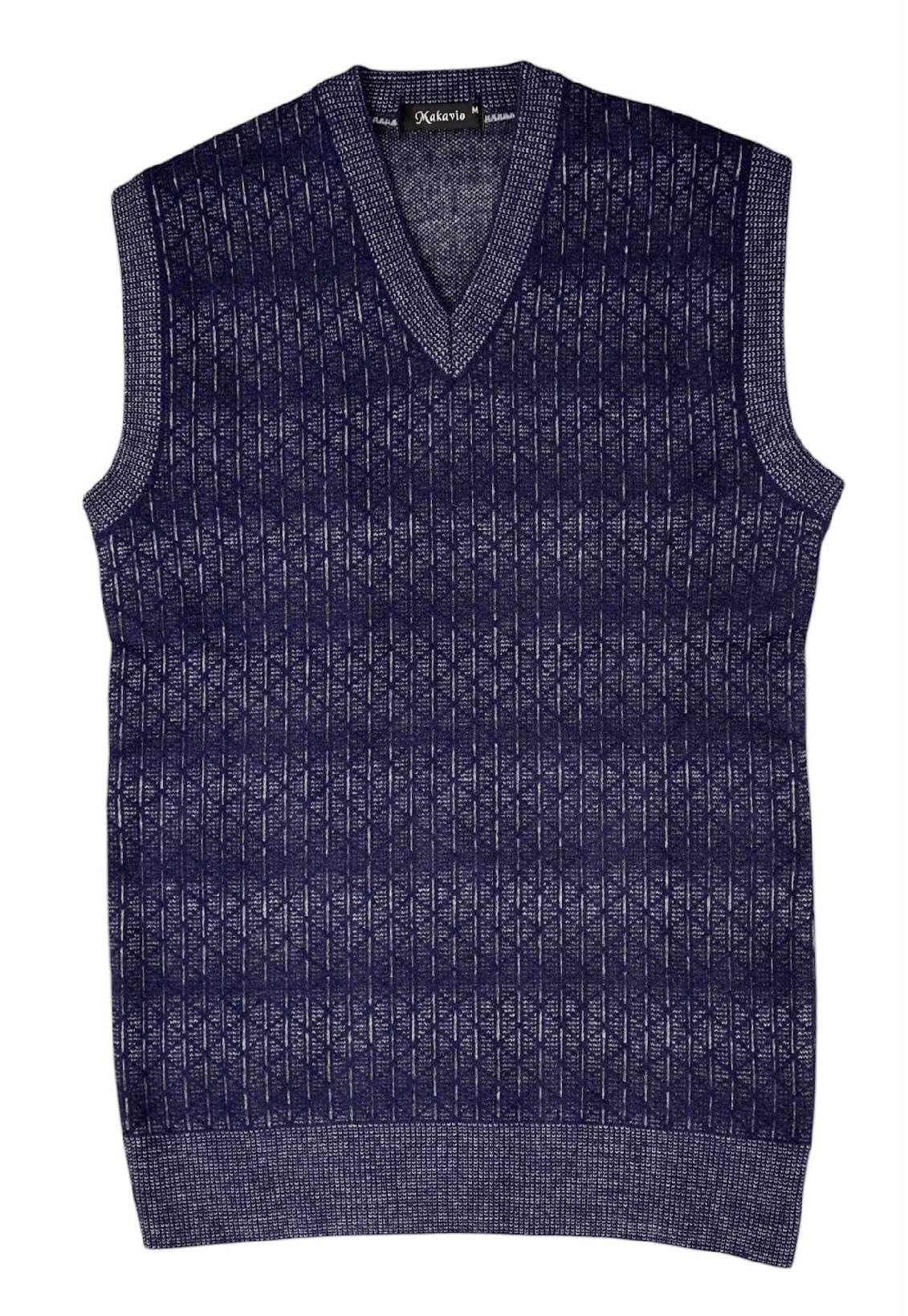 Makavio Men's V-Neck Knit Sweater Vest, Navy Blue-picture-19