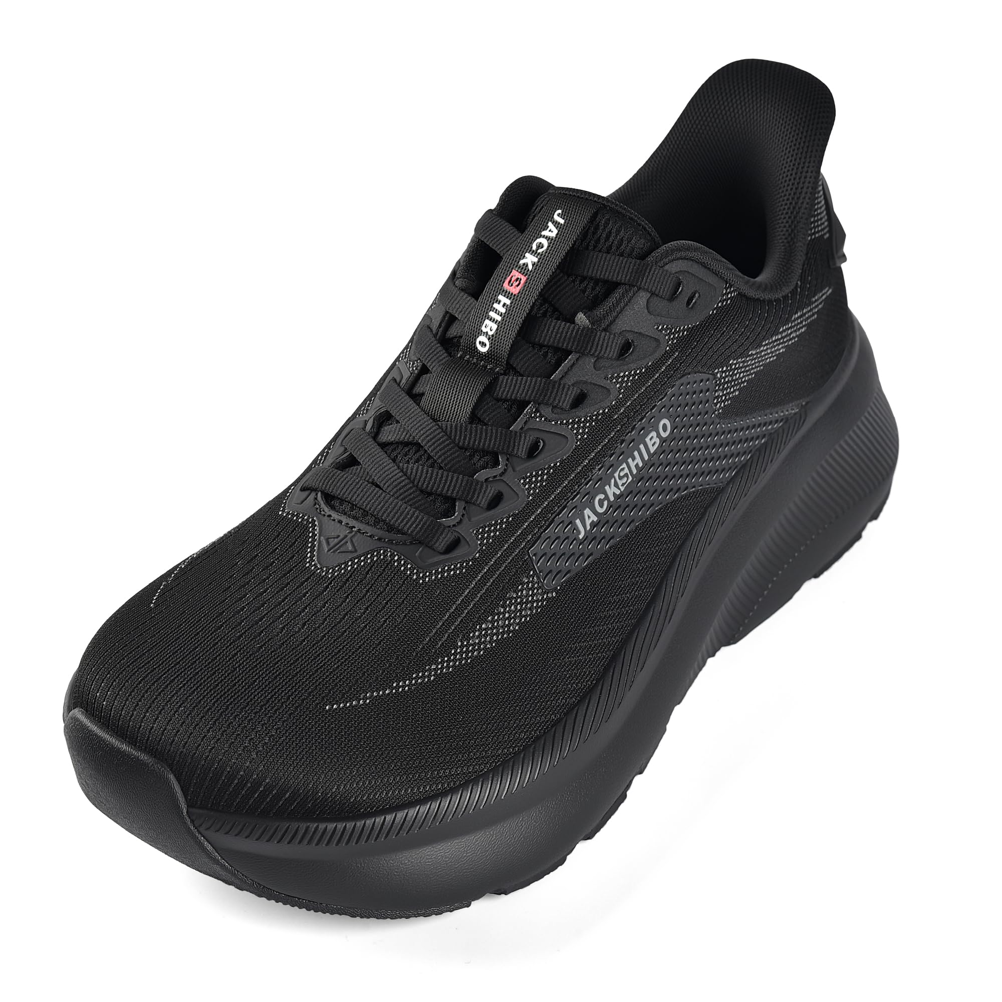 JACKSHIBO Men's Wide Toe Box Zero Drop Slip On Sneakers Hands Free Arch Support Shoes with Cushioned Midsole for Gym Walking Weightlifting Cross Training 10 Wide Allblack