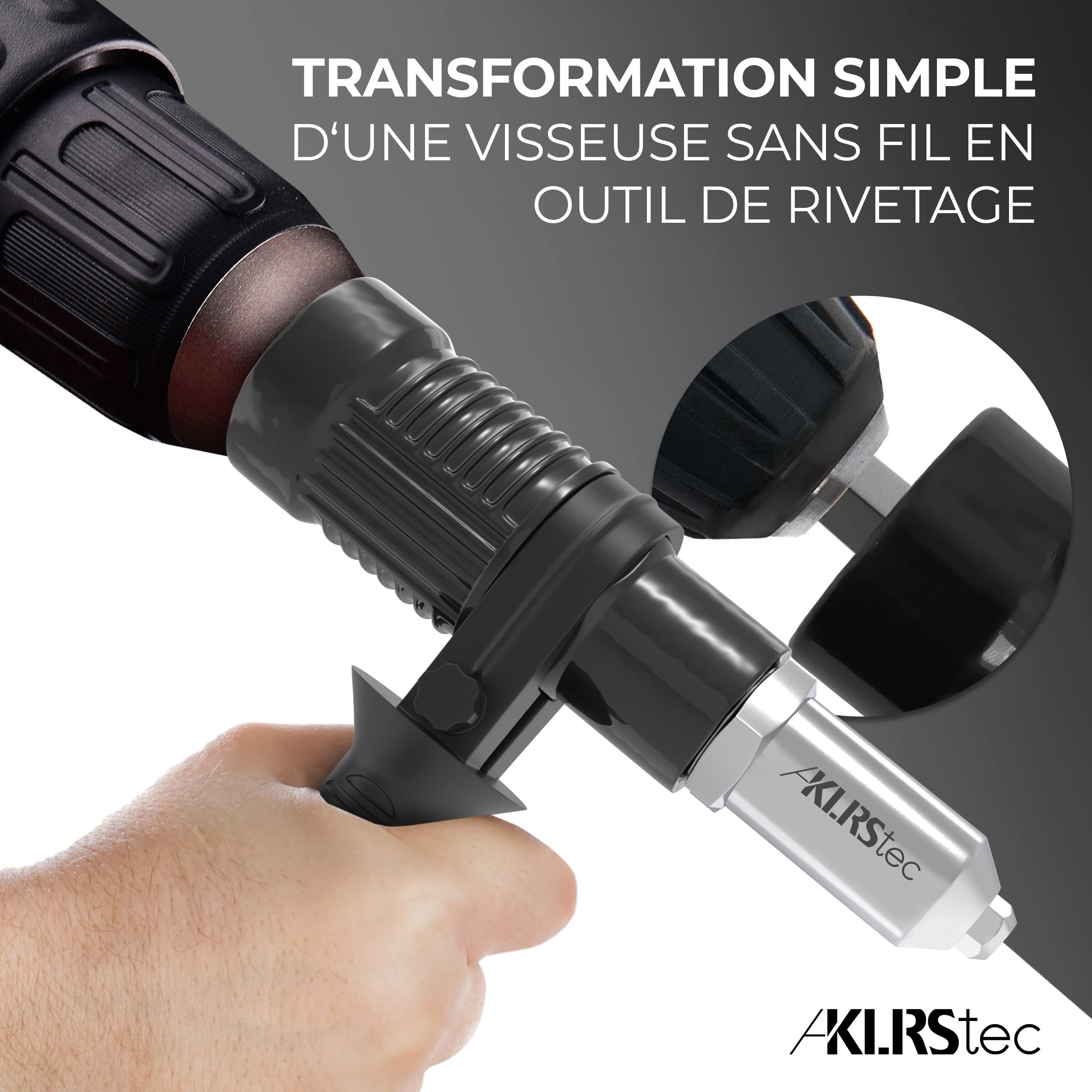 KLRStec® Adaptateur de rivets aveugles à pinces à riveter - Embouts à riveter pour visseuse sans fil et perceuse