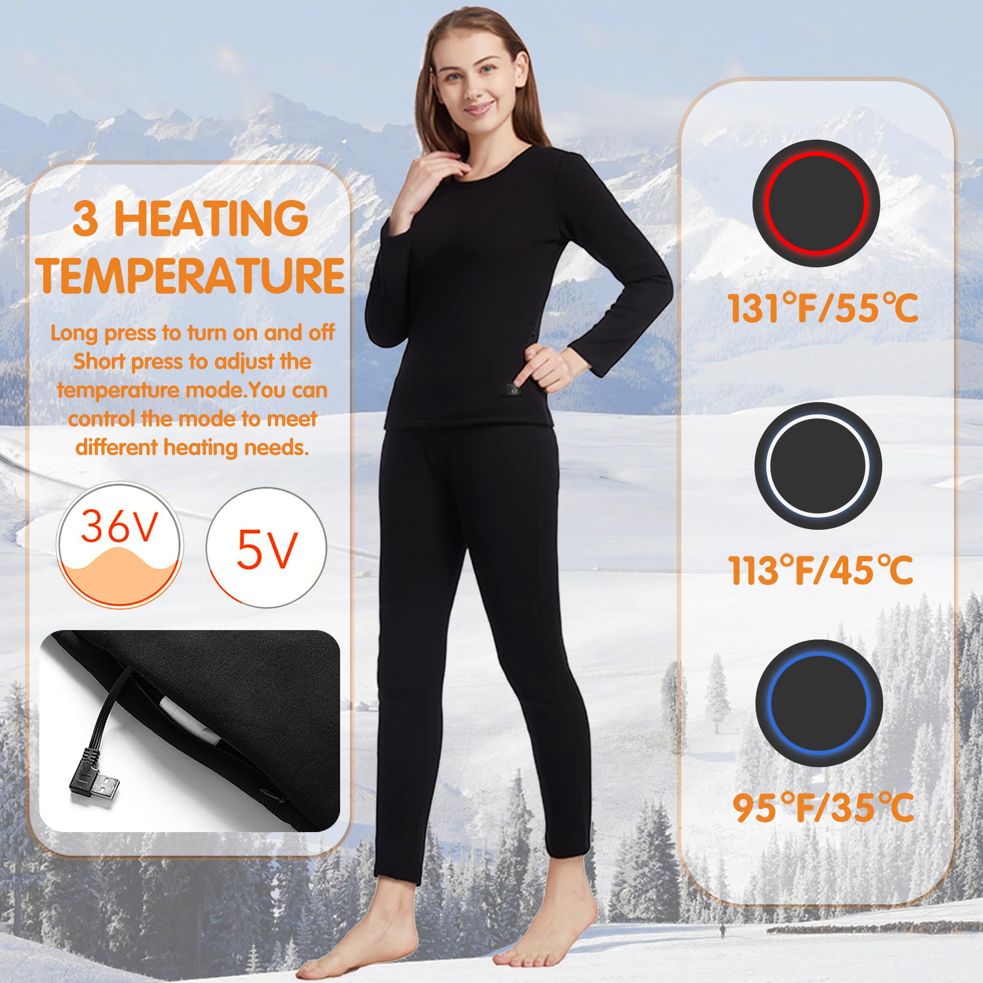 Pantalones térmicos eléctricos para Mujer, con 12 Zonas de Calentamiento y Forro Polar, para Caza y esquí.