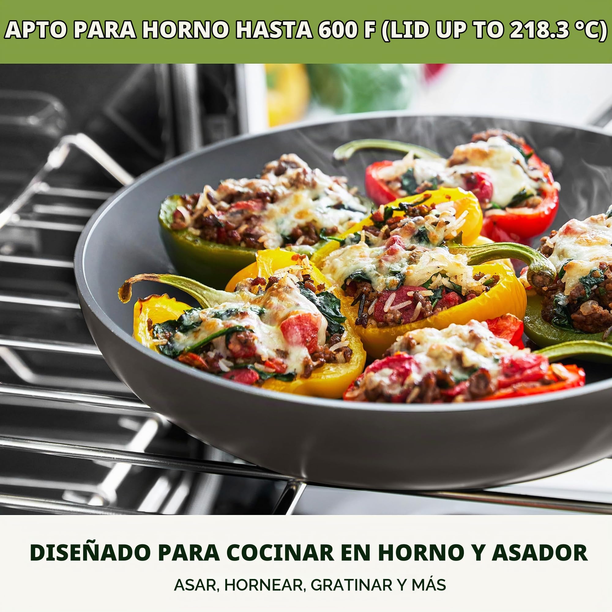GreenPan Valencia Pro Sartén de 28 cm con Tapa, Cerámica Saludable Anodizada Dura, Sin PFAS, Inducción, Apta para Lavavajillas, Apta para Horno, Gris