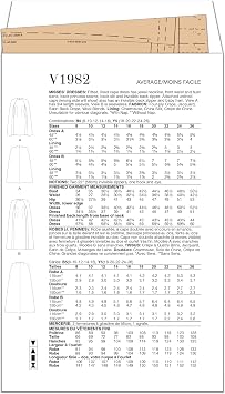 Vogue V1982B5 Misses' Fitted Cape Dresses Sewing Pattern Packet, Design Code V1982, Sizes 8-10-12-14-16