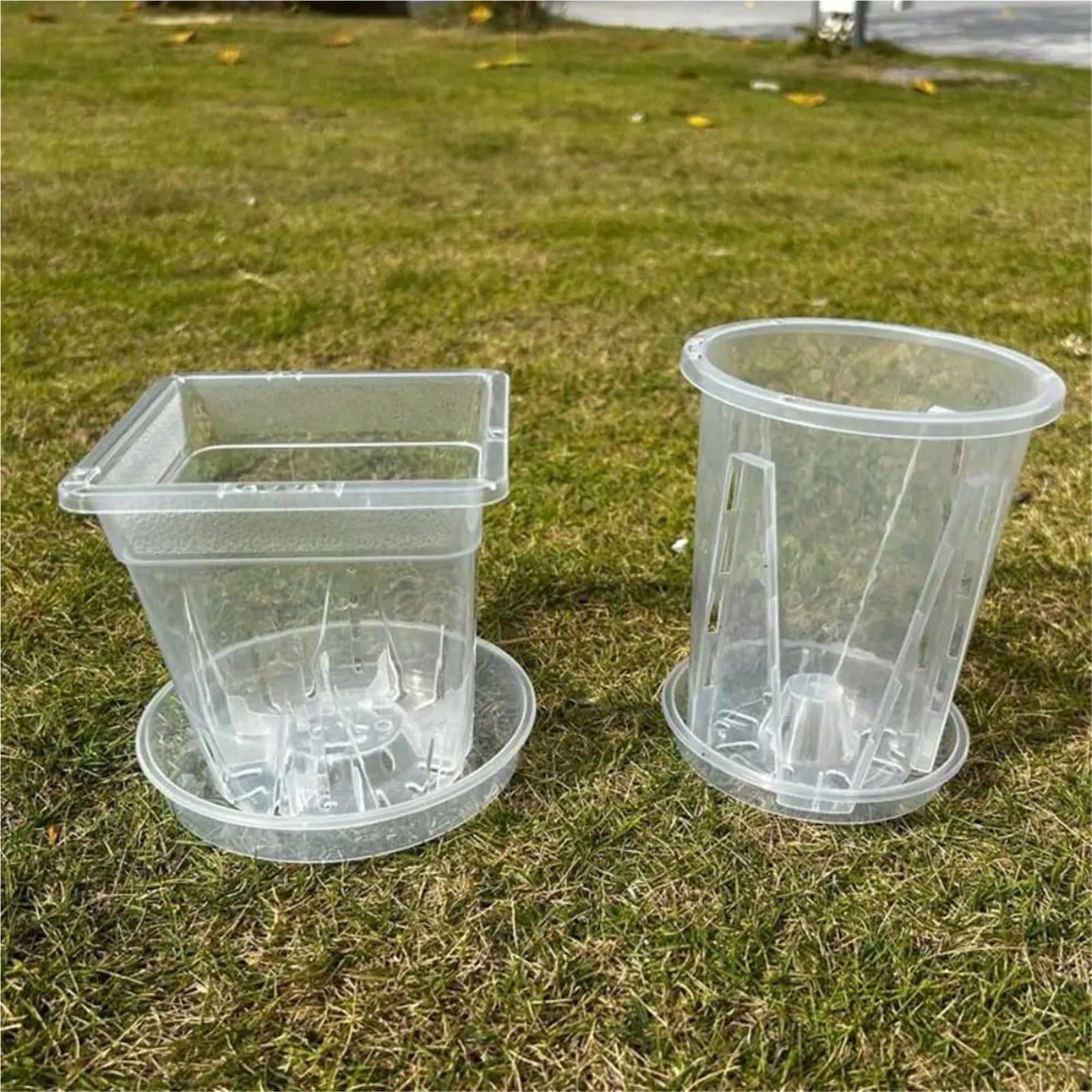 Przezroczyste plastikowe rośliny 6 szt. ABS przezroczystych okrągłych kwadratowych doniczek z otworami w różnych rozmiarach dla storczyków(Round 16cm)
