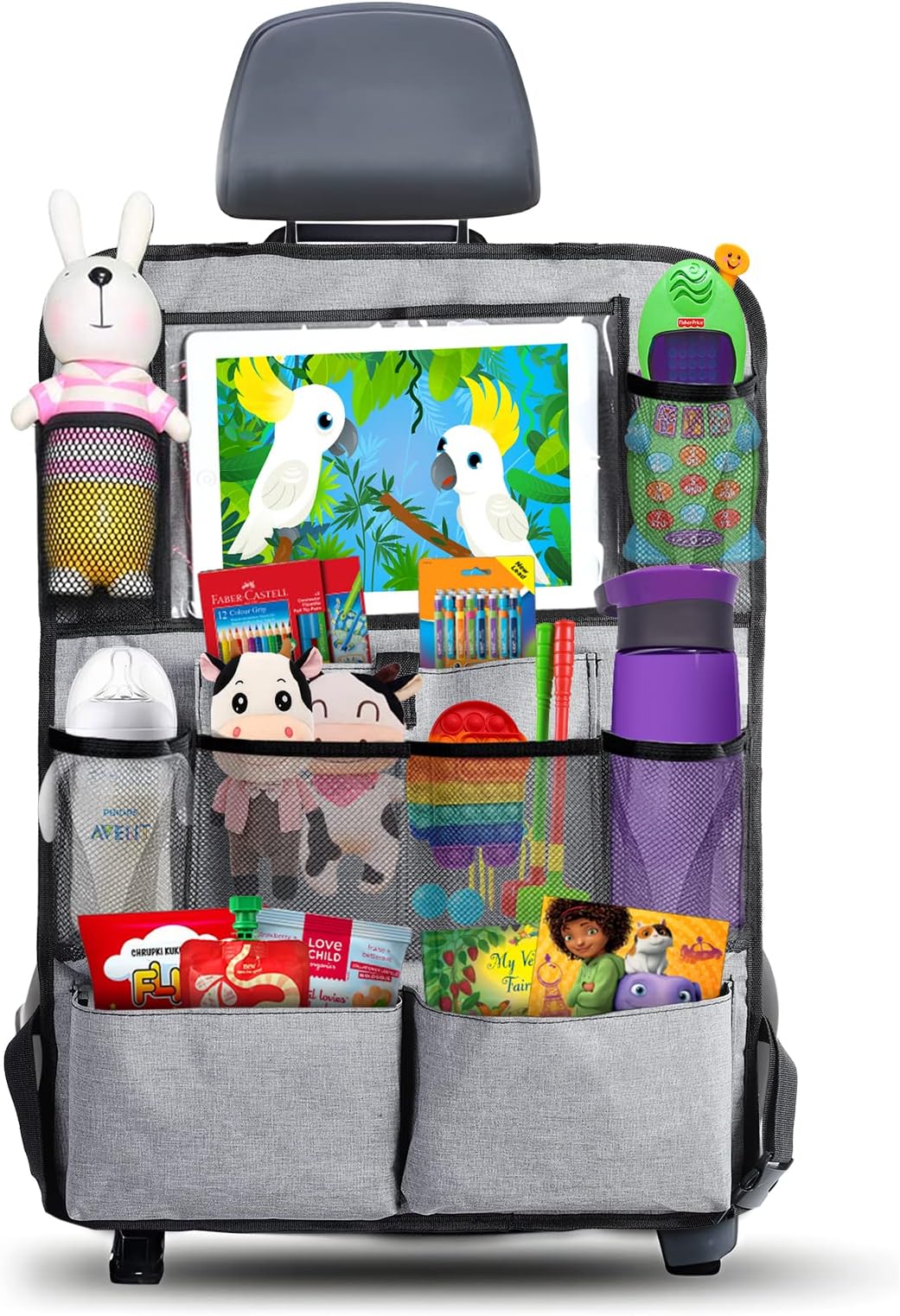 Auto Rücksitz-Organizer 2er-Set – 3D Holzpferd-Matte Für Tablet & Spielzeug, Schützt Die Sitzlehne